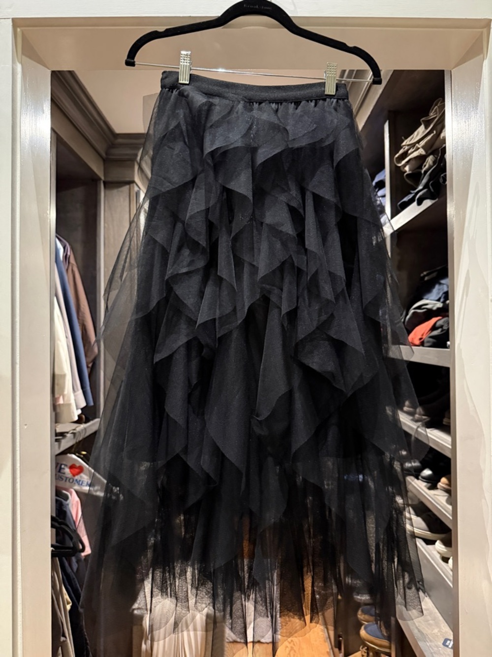 Amazon Black High-Low Ruffled Tulle Skirt